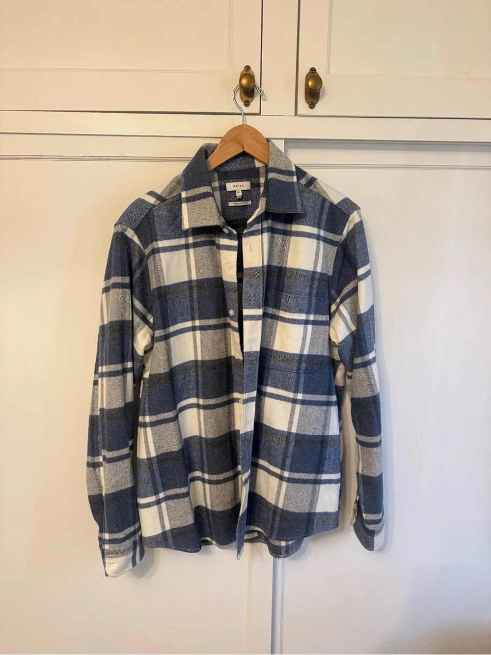 Reiss Blue & White Plaid Flannel Jacket
